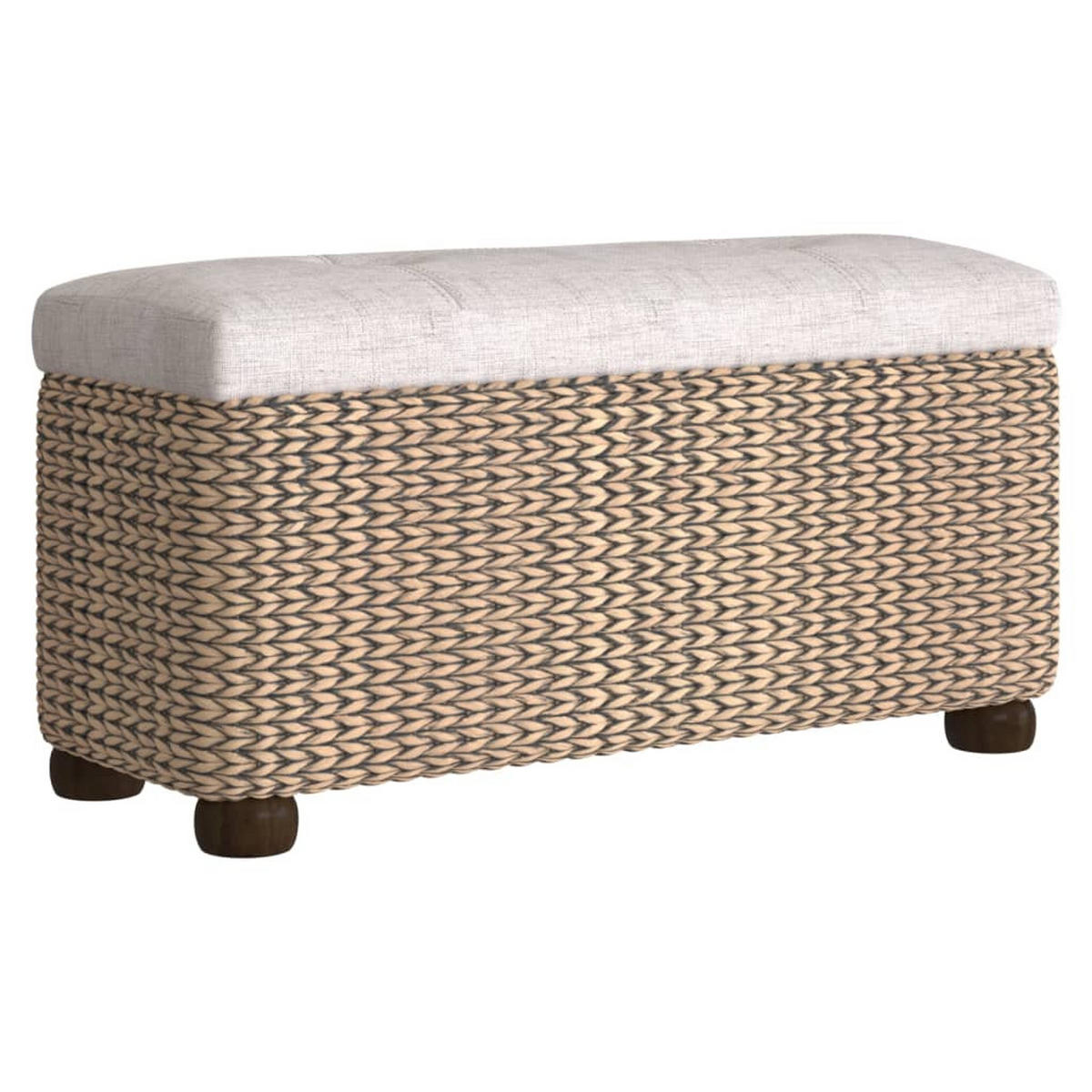 SITZBÄNKE Mit Stauraum Und Kissen In Grau 2er Set 69 Cm Rohrkolben - Grau, Holzwerkstoff (27/36/69cm) - vidaXL