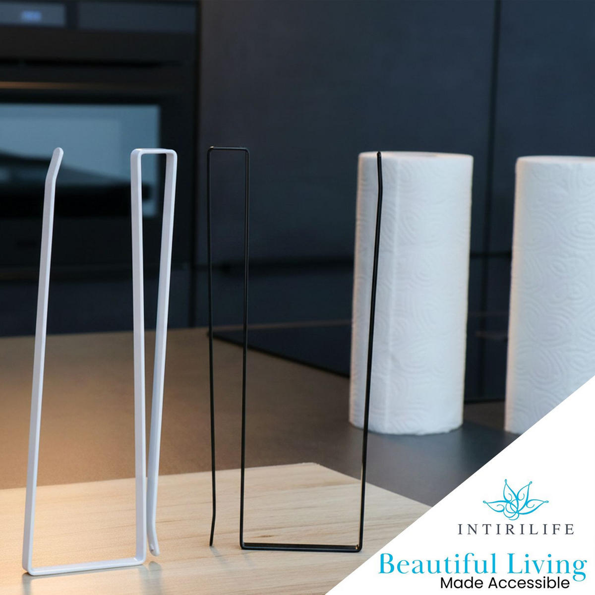 PAPIERROLLENHALTER (2-tlg. Set) - Weiß, Metall (1.1/10/26cm) - Intirilife