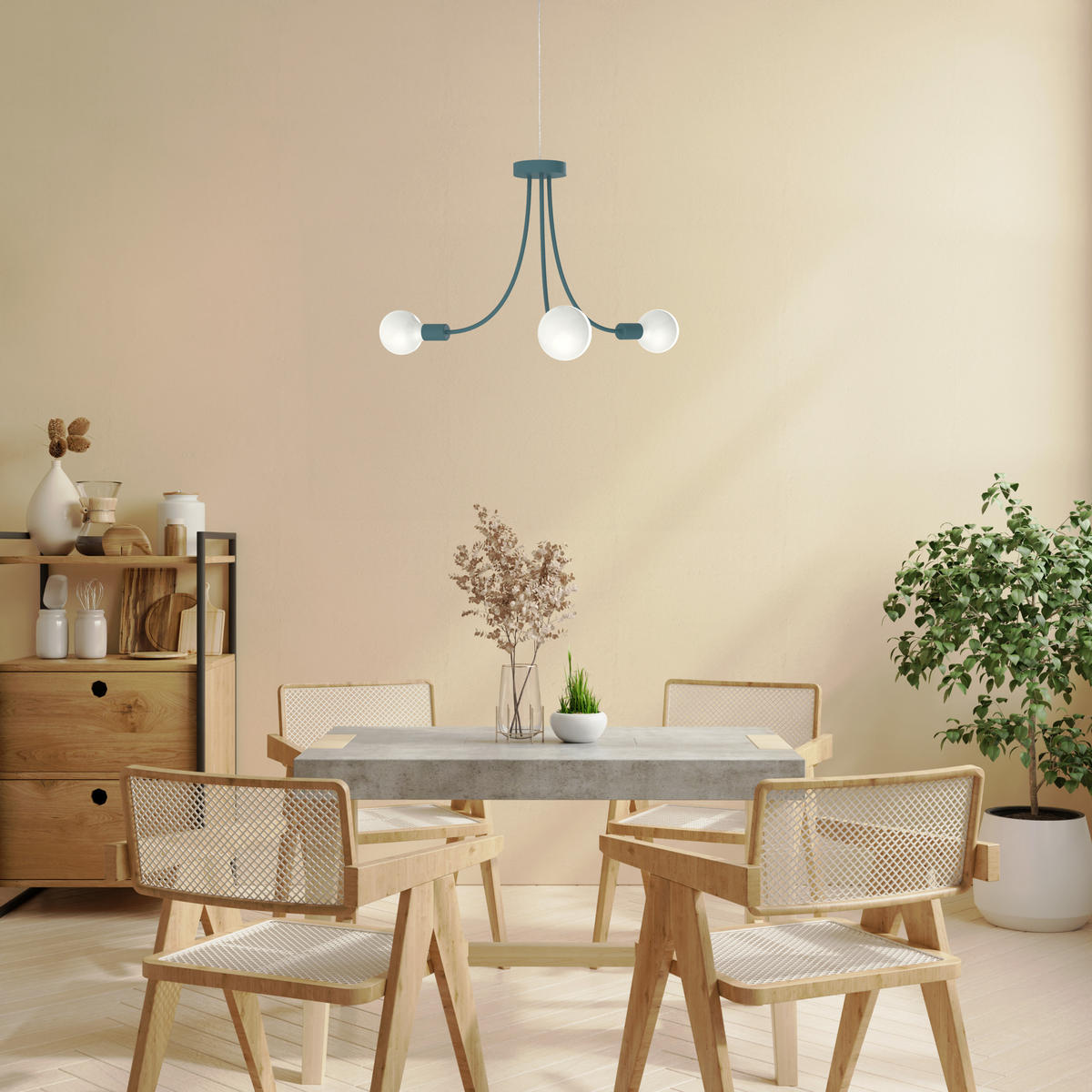 HÄNGELEUCHTE - Blau, Metall (60/60/40cm) - Lumicom