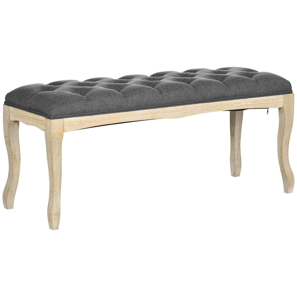 HOCKERBANK DE-12830 Knopfheftung, Leinenbezug Grau - Grau, Holzwerkstoff (101.6/121.92/279.4cm) - ComfortXL