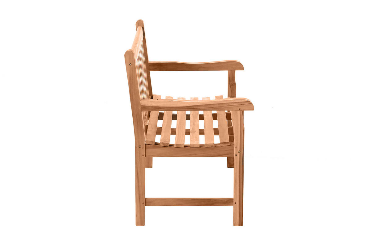 GARTENBANK Teaka 2-Sitzer mit Rücken- und Armlehne, 120 cm,Teakholz - Naturfarben, Holz (120/92/63cm) - TPFGarden