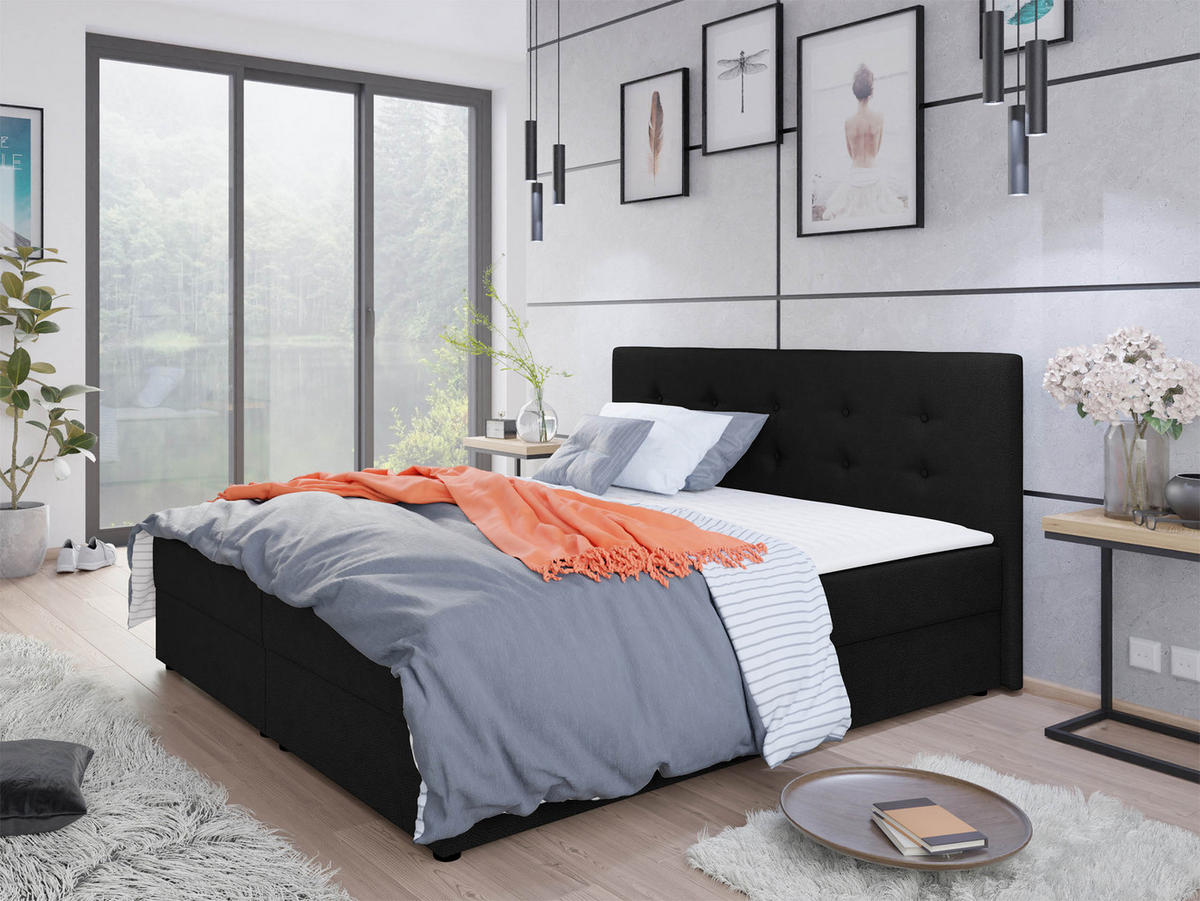 BOXBETT Fado I - Schwarz, Holz/Kunststoff (140/200cm) - MIRJAN24
