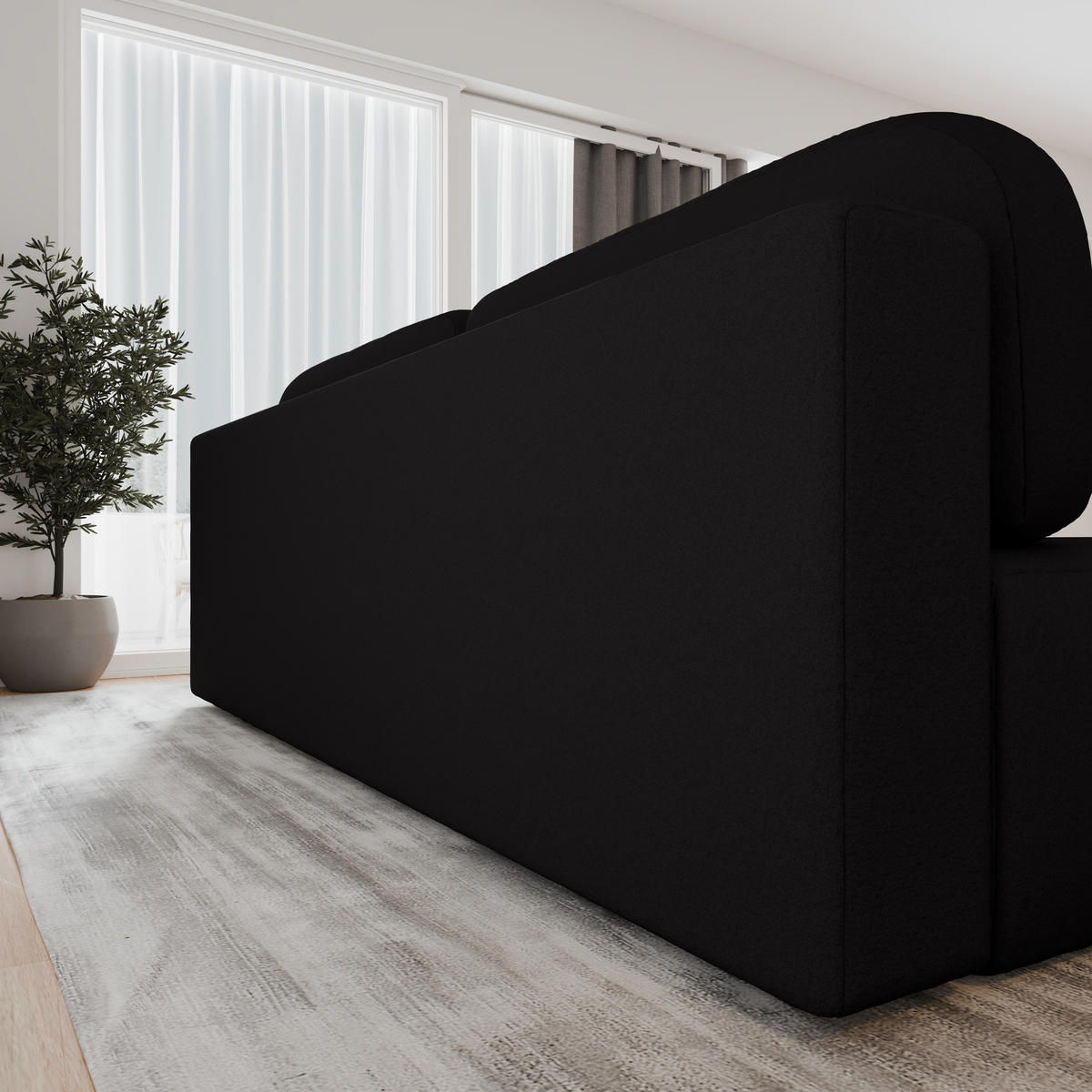 SCHLAFSOFA - Fluffy - Schwarz (Anthology 19) - Schwarz, Holz (210/88/104cm) - Möblo