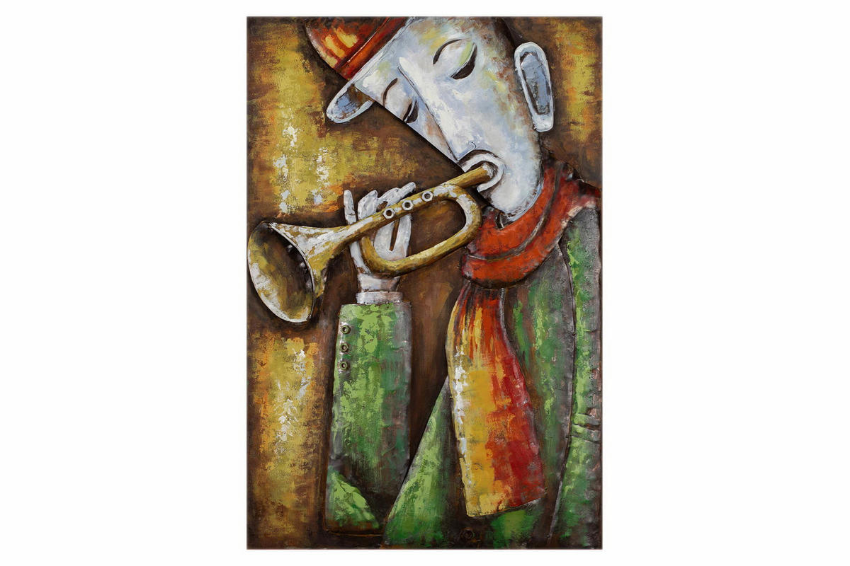 METALLBILD Grün 60/90 cm - Gelb/Grün, Metall (4.2/90cm) - KUNSTLOFT