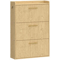 SCHUHSCHRANK MDF Hellbraun - Hellbraun, Holzwerkstoff/Metall (24/117.5/80cm) - HOMCOM
