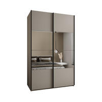 SCHWEBETÜRENSCHRANK 245,5/150/64 2-türig - Kaschmir/Schwarz, Holz/Metall (150/245/64cm) - Abiks Möbel