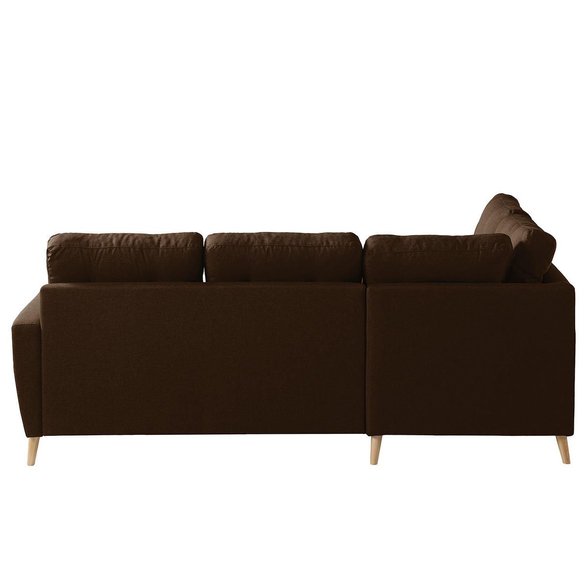 ECKSOFA mit Ottomane - Webstoff - Hellbraun/Dunkelbraun, Holz/Textil (230/200cm) - home24