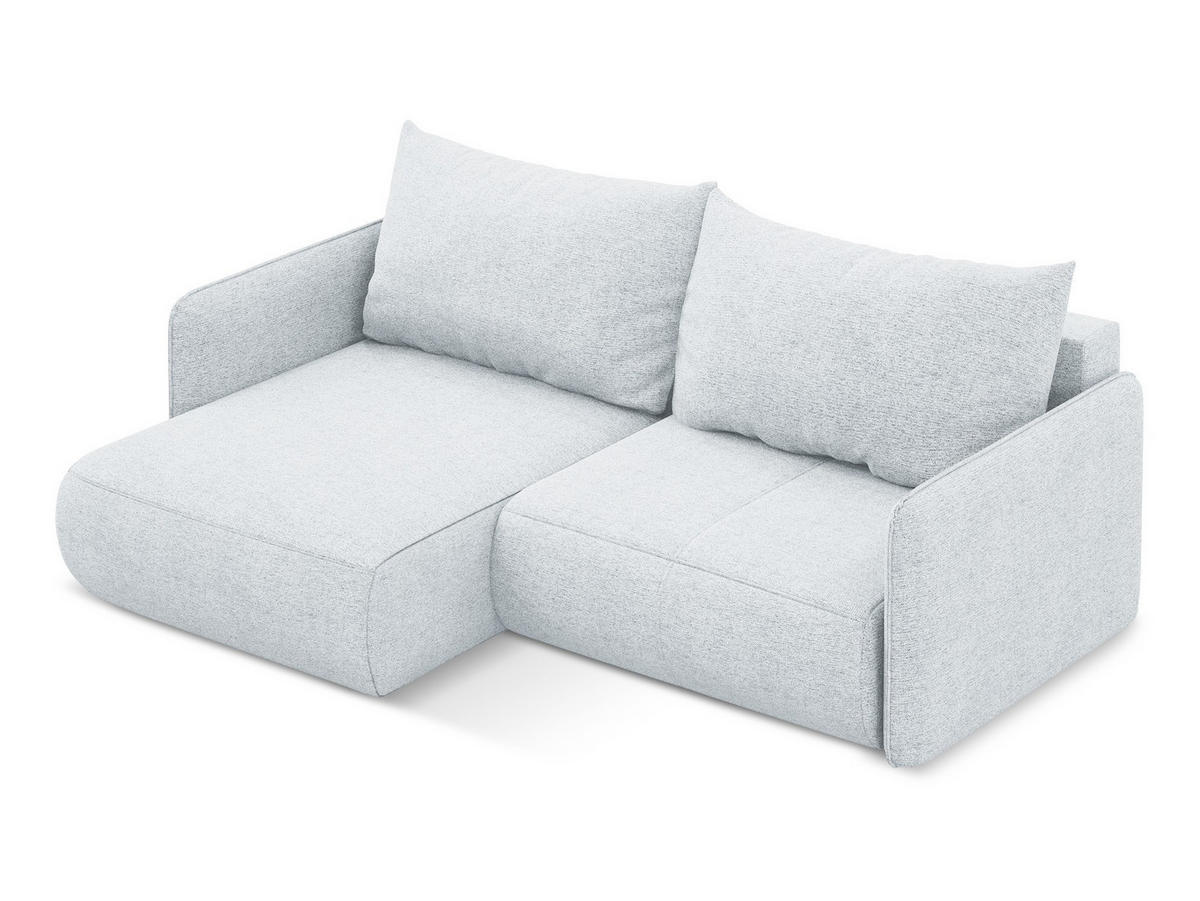 ECKSOFA mit Schlaffunktion Chenille Stoff Blau - Blau/Schwarz, Kunststoff/Textil (148/207cm) - Makamii