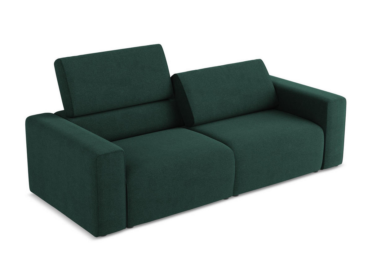 3-SITZER SOFA Strukturstoff Stoff Grün - Dunkelgrün/Schwarz, Kunststoff/Textil (224/80/103cm) - Makamii