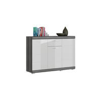 KOMMODE SCOUT (B/H/T: ca. 120/85/37 cm) in Rauchsilber Nachbildung/weiß hochglanz - Silberfarben, Holzwerkstoff (120/85/37cm)