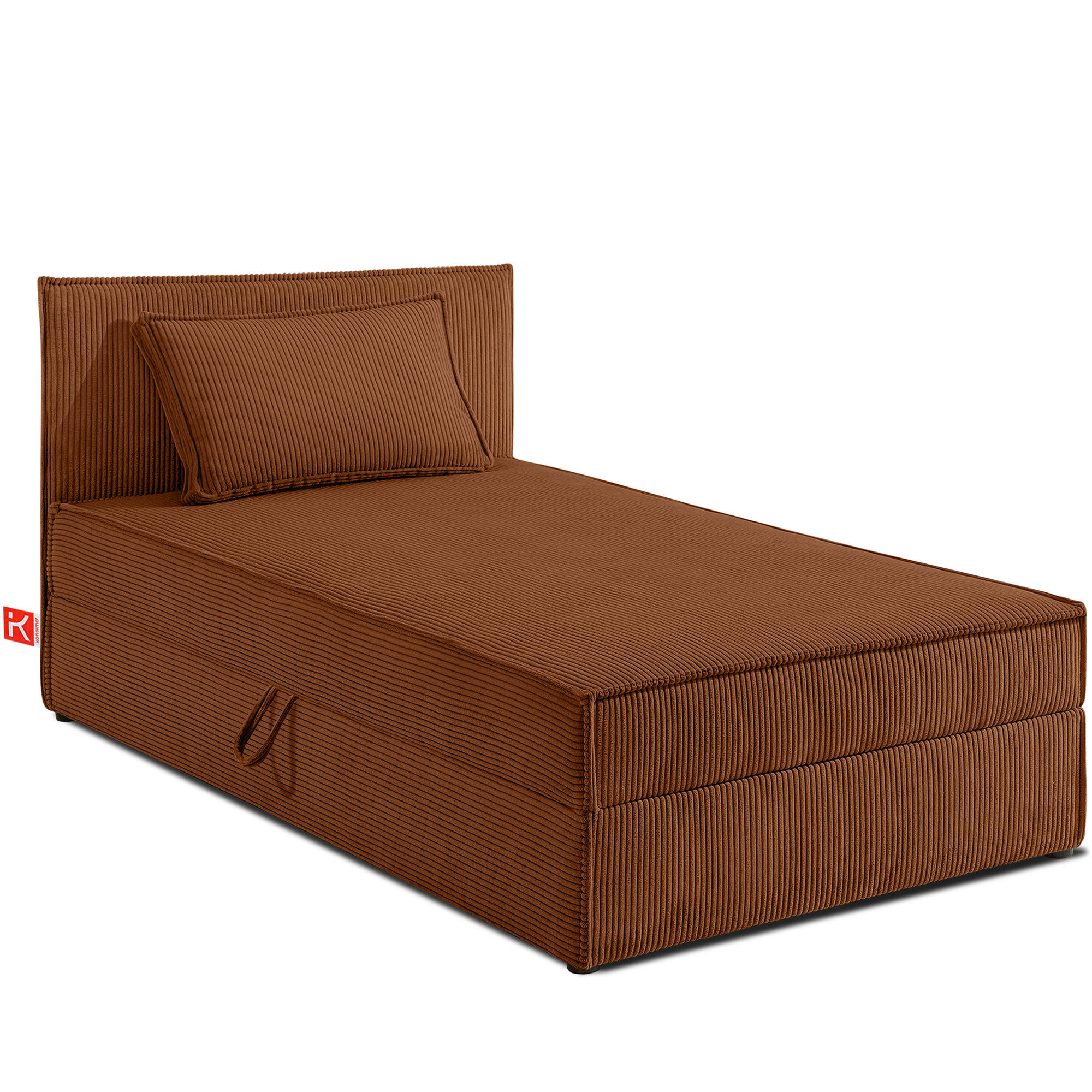 BOXSPRINGBETT ROTI Einzelbett, orange - Schwarz/Orange, Holz/Holzwerkstoff (100/200cm) - KONSIMO®
