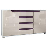 SIDEBOARD Sylt Sandgrau Hochglanz / Brombeer Hochglanz - Sandfarben, Holzwerkstoff (138.5/75.5/35cm) - Vladon