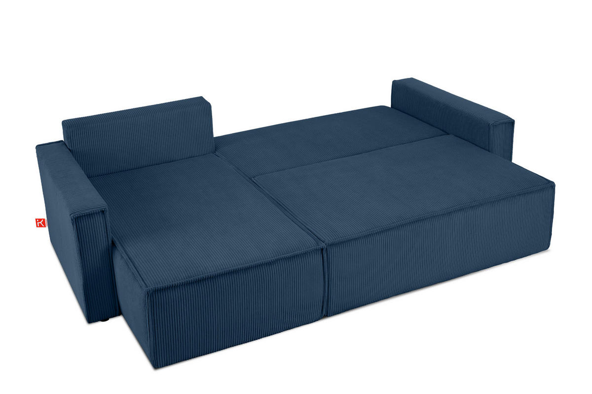 ECKSOFA-LINKS/RECHTS NAPI Schlaffunktion mit Cordbezug, blau - Blau/Schwarz, Textil (246/148cm) - KONSIMO®
