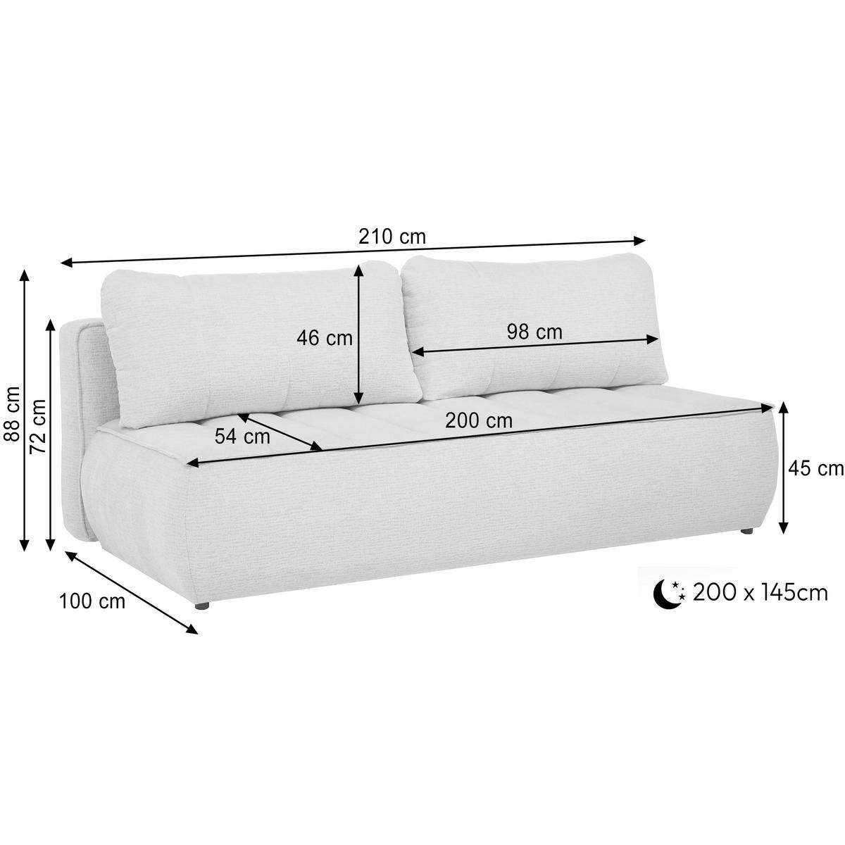 SCHLAFOSOFA Doris mit Schlaffunktion und Bettkasten, DL-System, Dunkelgrau - Dunkelgrau, Textil (210/88/100cm) - Beautysofa
