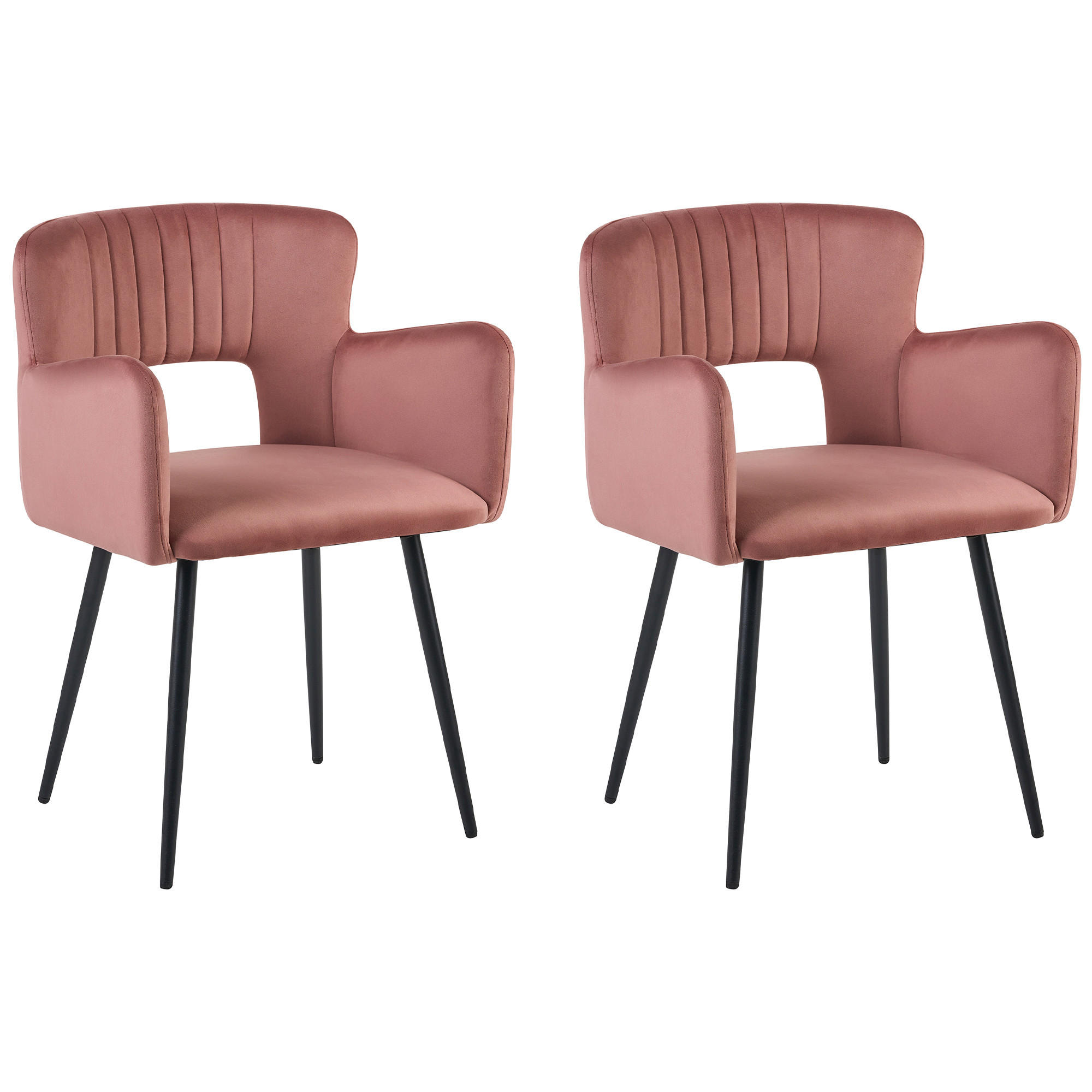 ESSZIMMERSTUHL 2er-Set Samtstoff Rosa Sanilac - Pink, Textil/Metall (54/76/50cm) - Beliani