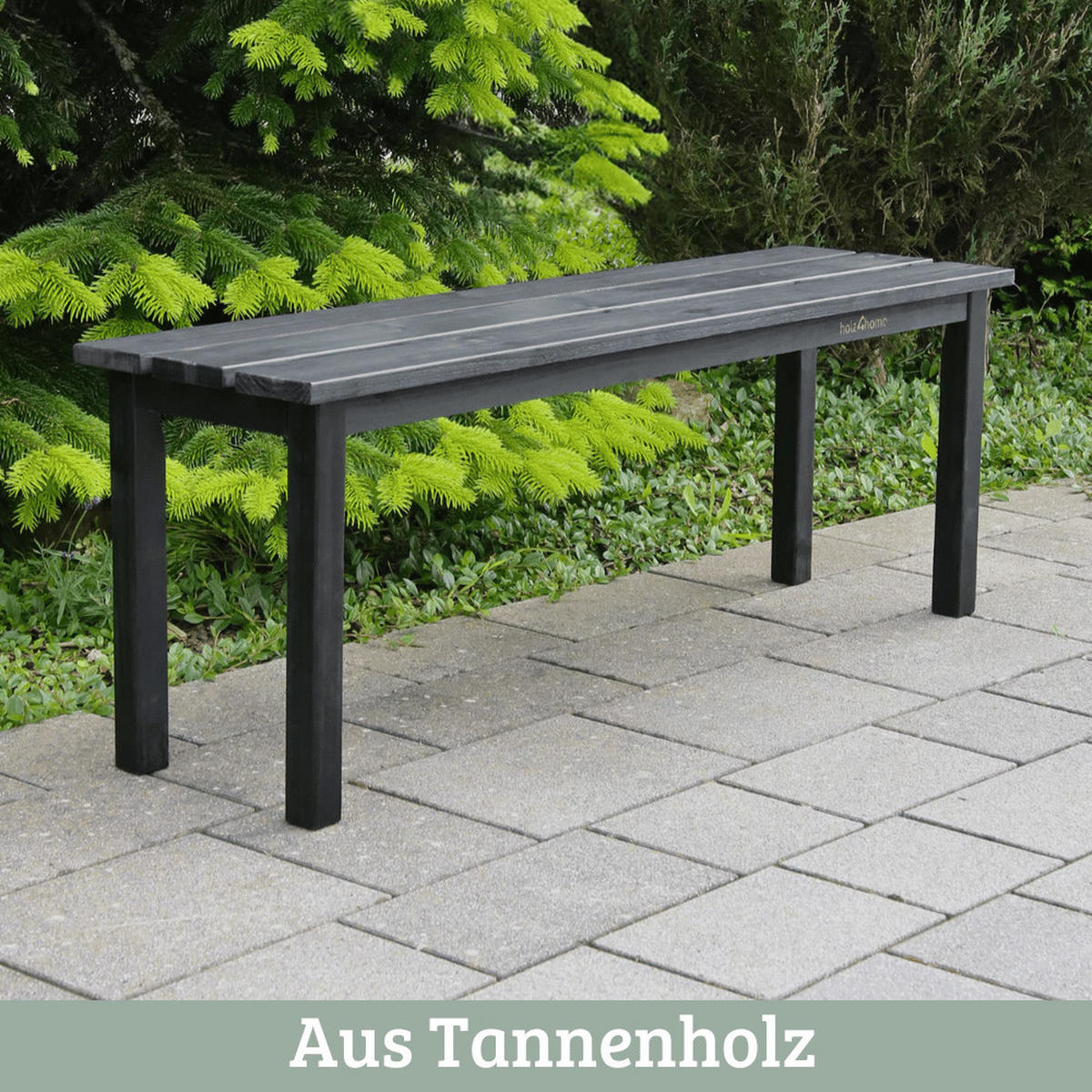 GARTENBANK wetterfest Holz LYDIA 3 Sitzer Schwarz - Schwarz, Holz (118/43.5/33cm) - DELUKE