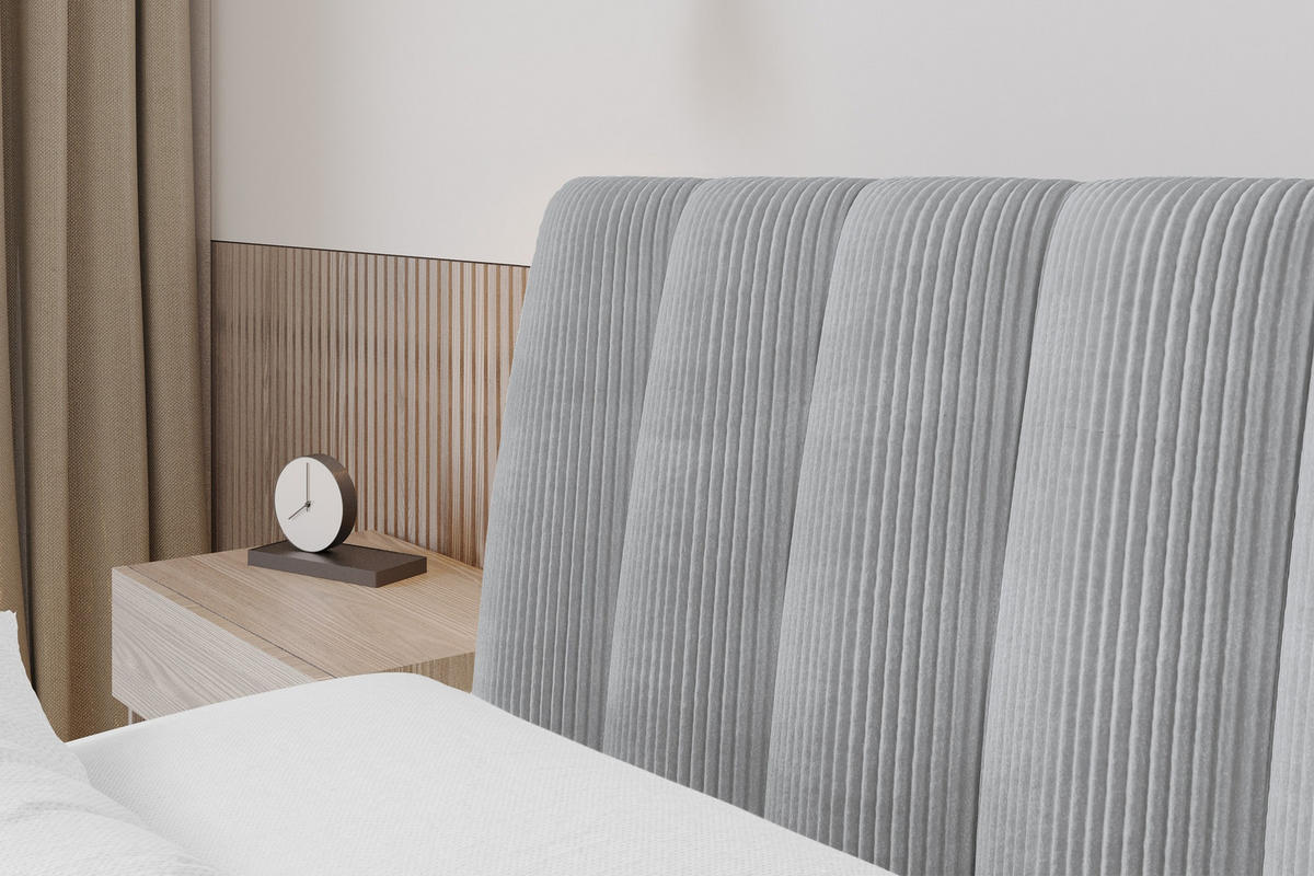 POLSTERBETT mit Bettkasten und Lattenrost, Boxbett ohne Matratze - ILAN 180x200 Grau - Alufarben, Holzwerkstoff/Textil (180/200cm) - ALTDECOR