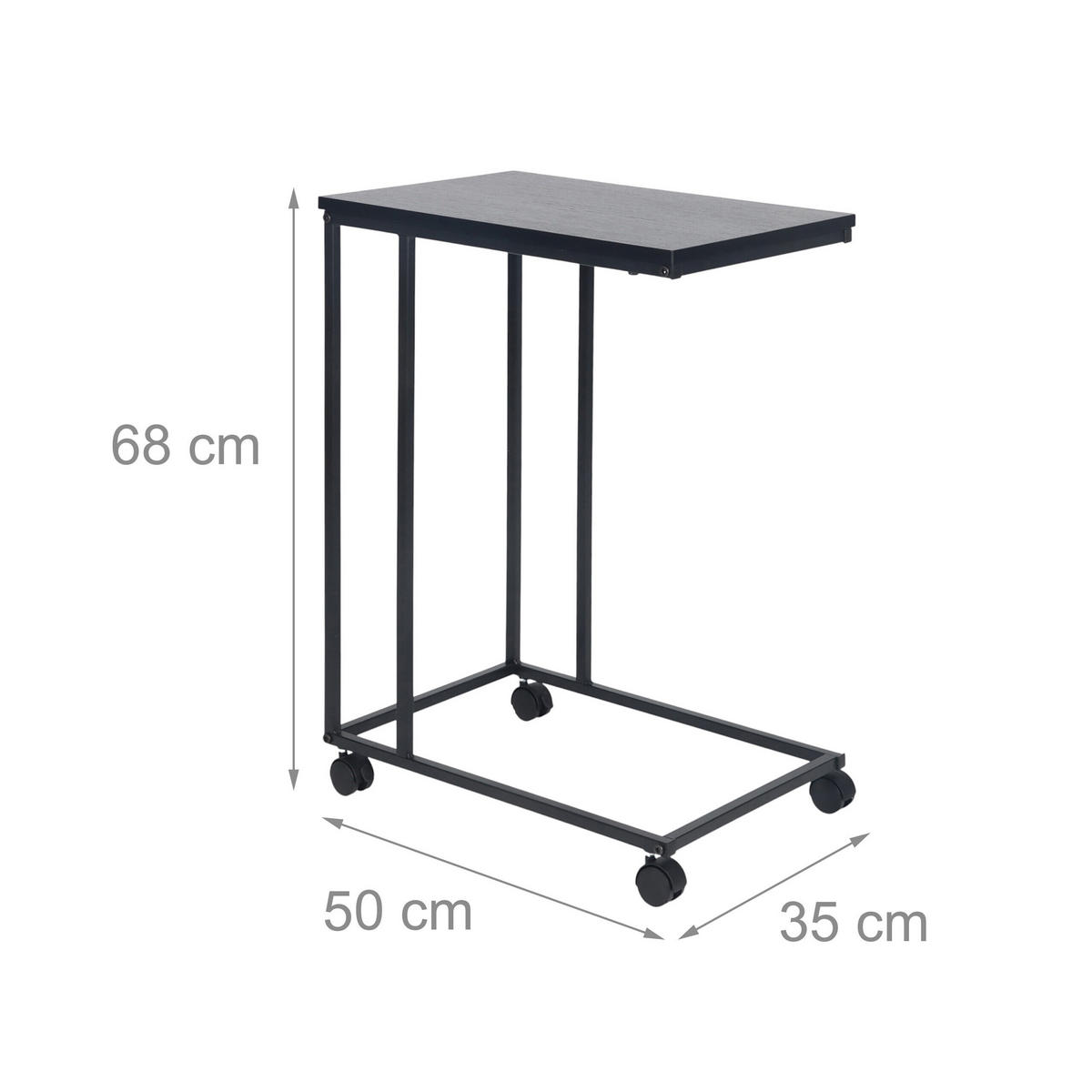 BEISTELLTISCH - Schwarz, Holzwerkstoff/Kunststoff (35/50/68cm) - Relaxdays
