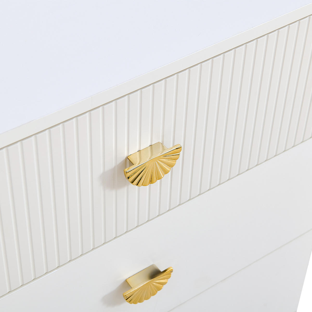 SIDEBOARD 6 Schubladen mit goldenen Griffen & Metallfüßen Weiss - Weiß, Holzwerkstoff (120/75/40cm) - Urban Meuble