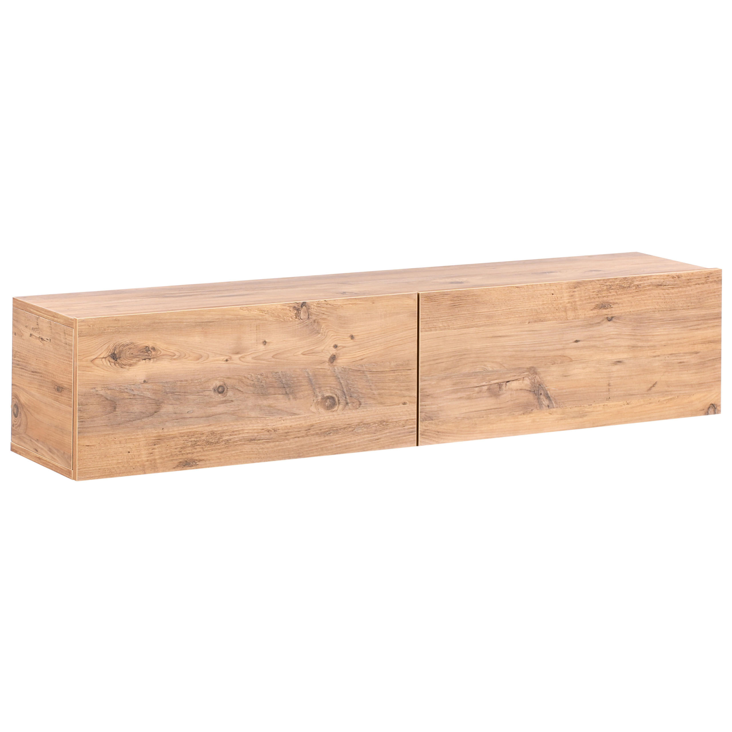 WANDMONTIERTER-TV-SCHRANK Braun Gladstone - Braun, Holzwerkstoff (140/30/32cm) - Beliani