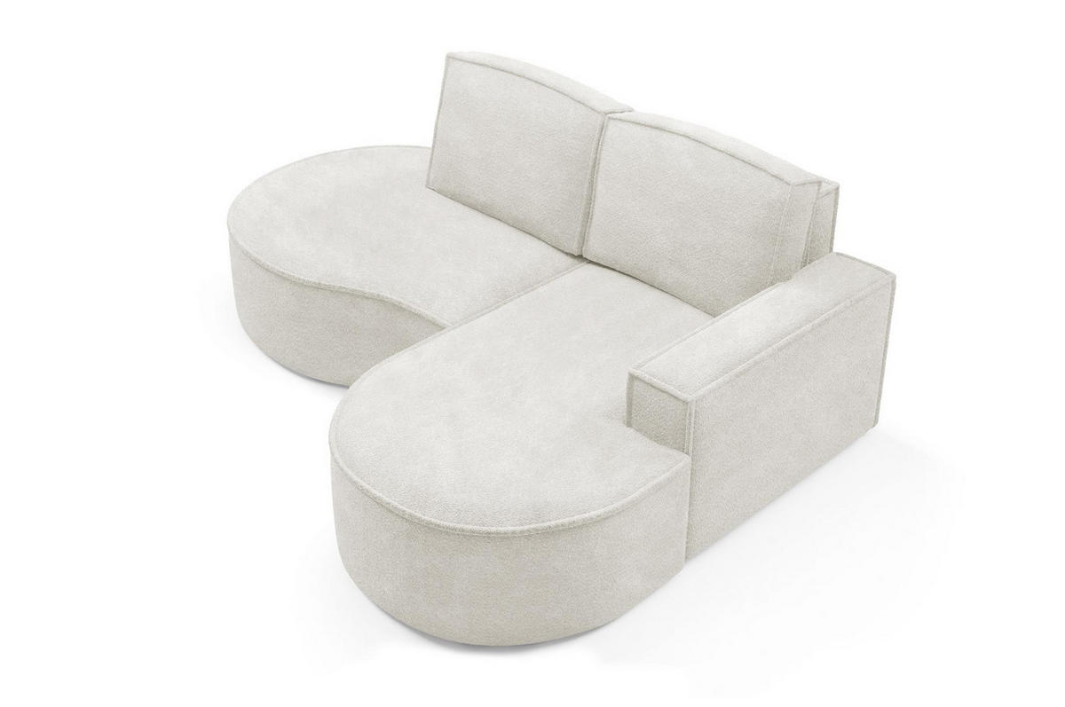 ECKSOFA Flow Weiß, mit Kissen in Abriamo Stoff, rechte seite - Weiß, Holzwerkstoff/Textil (210/157cm) - Bettso