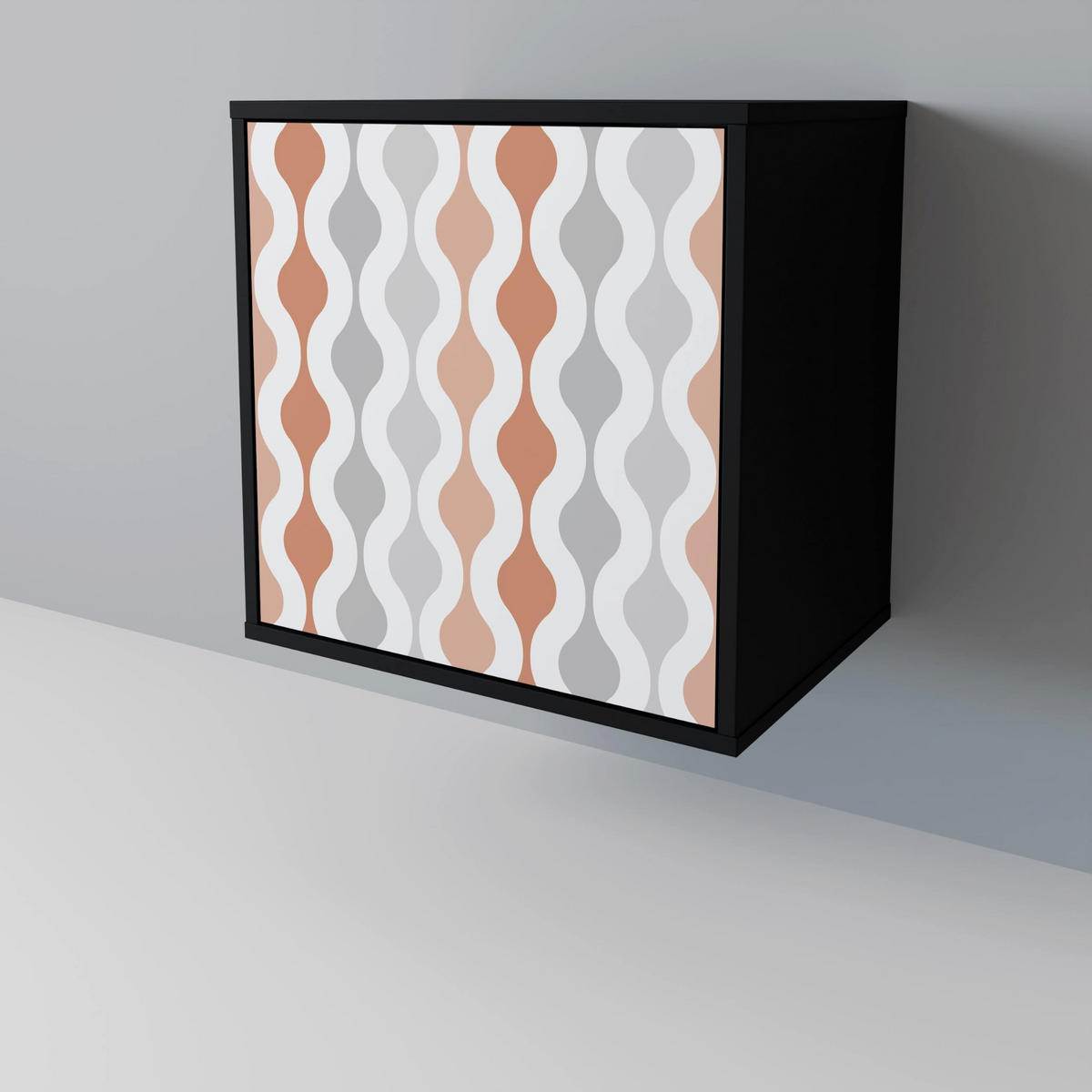 SIDEBOARD HAZY NOSTALGIA, Schwarz, 57,5x42x70,5 cm, Schwarze Metall-Sternfüße - Multicolor/Schwarz, Holzwerkstoff/Metall (57.5/70.5/42cm) - SpaceRebels
