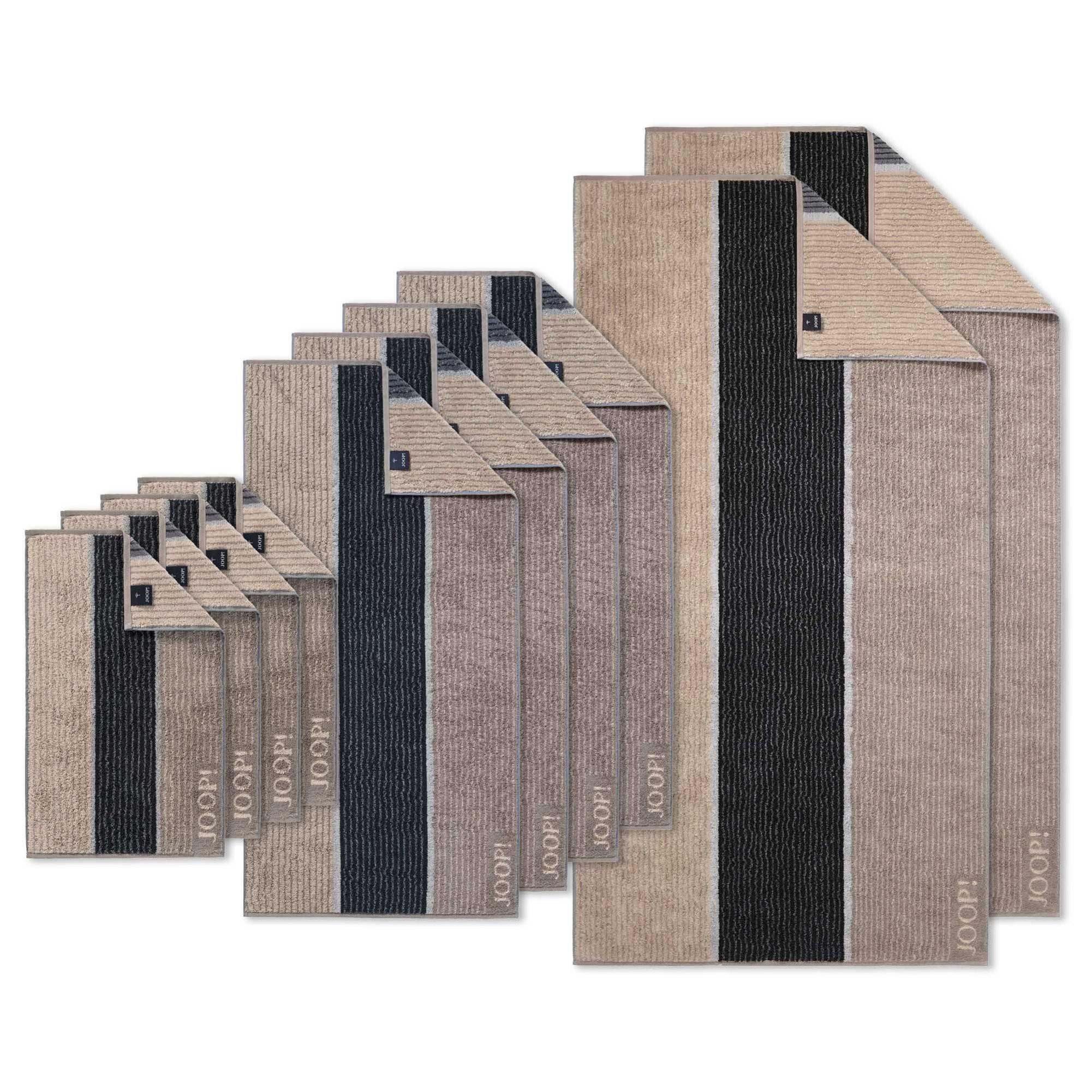 HANDTUCH Unisex Signature Lines Braun Baumwolle 10er Pack - Grau, Textil (60/120cm) - Joop!