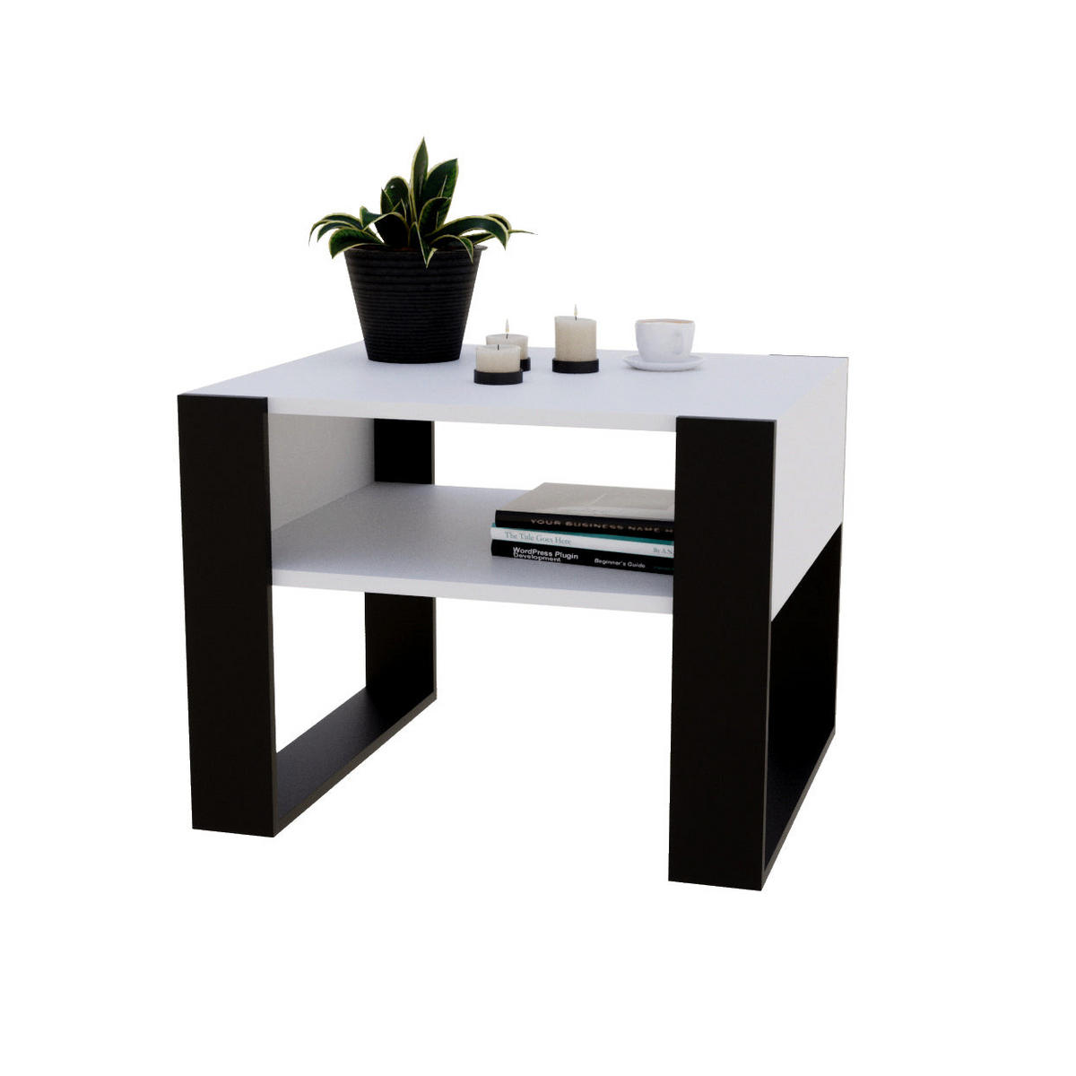 COUCHTISCH KARO 65 - Schwarz/Weiß, Holz (53.6/65/45cm) - Mat-Haus