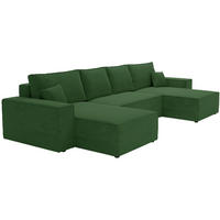 ECKSOFA 380 cm Bergamo U mit Bettkasten, Samt, Grün - Grün, Holz (377/189cm) - Emporius
