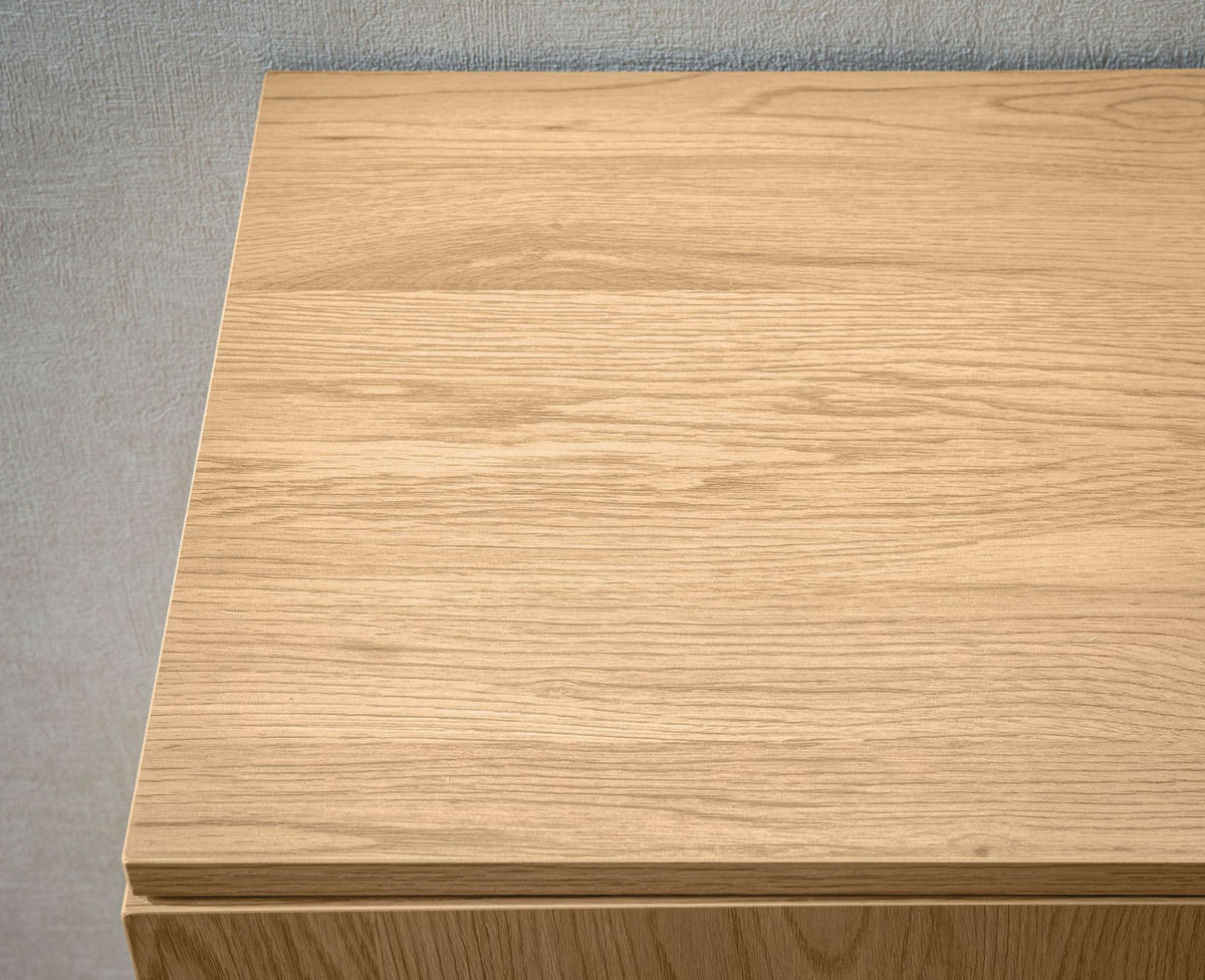 SIDEBOARD – Eiche-Dekor/Rattan, 140x80x39 cm, 3 Türen, hoch - Schwarz/Braun, Holzwerkstoff/Metall (140/80/39cm) - KADIMA DESIGN