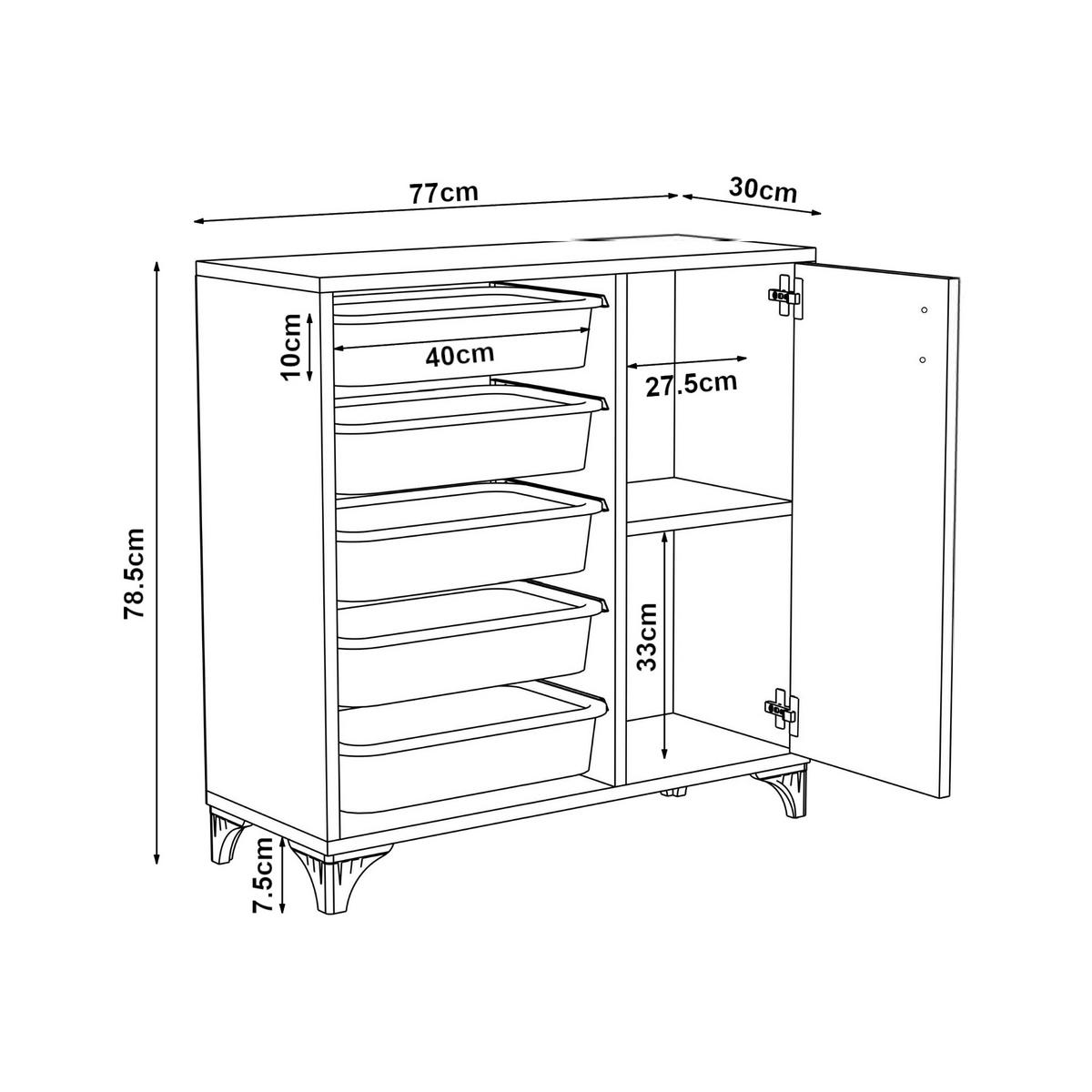 BEISTELLSCHRANK Aurland - Anthrazit, Holzwerkstoff (77/78.5/30cm) - [en.casa]