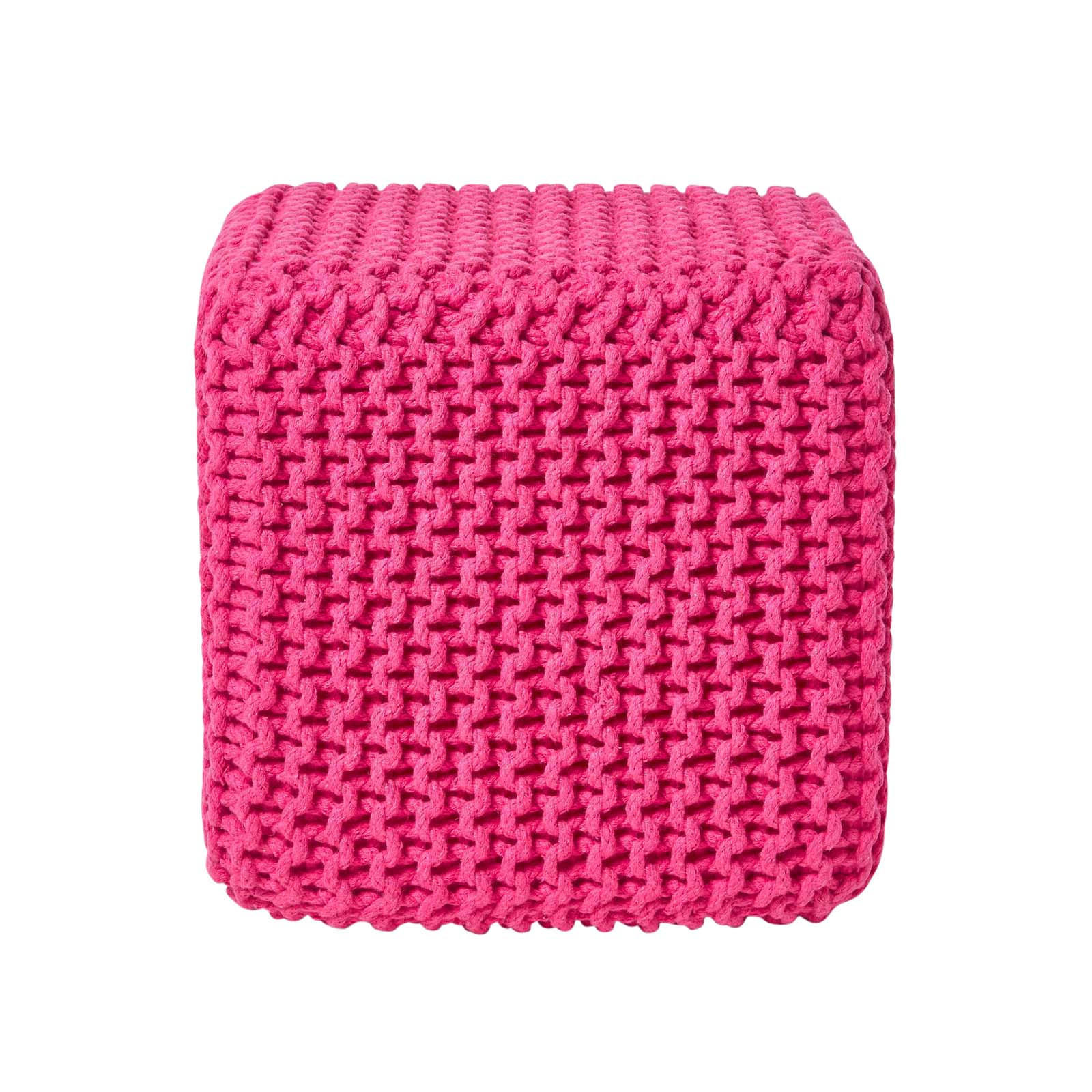 Homescapes Strick-Pouf Pink 35x35x35 cm