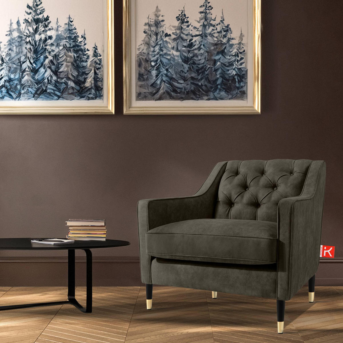 SESSEL NOMUS Kunstleder, gesteppt, Graphit - Wengefarben/Graphitfarben, Holz/Holzwerkstoff (77/78/80cm) - KONSIMO®
