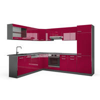ECKKÜCHE R-Line Rot Hochglanz/Anthrazit 287 x 60 cm , AP Anthrazit - Anthrazit/Rot, Holzwerkstoff (287/81.6/60cm) - Vicco