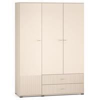 KLEIDERSCHRANK DROMA 3-Türig,Creme - Creme/Schwarz, Holzwerkstoff (150/210/55cm) - KONSIMO®