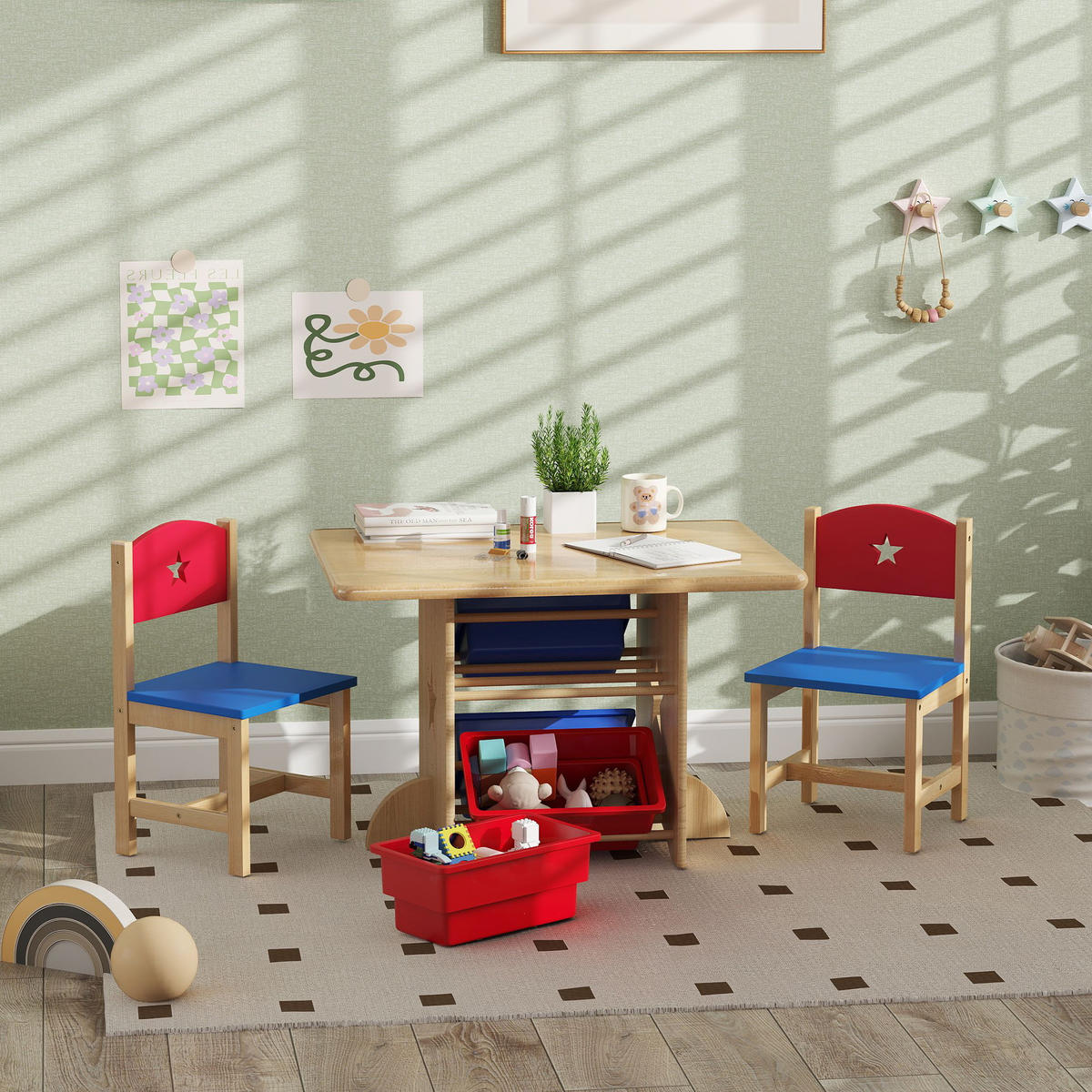 KINDERSITZGRUPPE DE-17523 4 Aufbewahrungsboxen Naturholz - Naturfarben, Holzwerkstoff (57/50/77cm) - ComfortXL