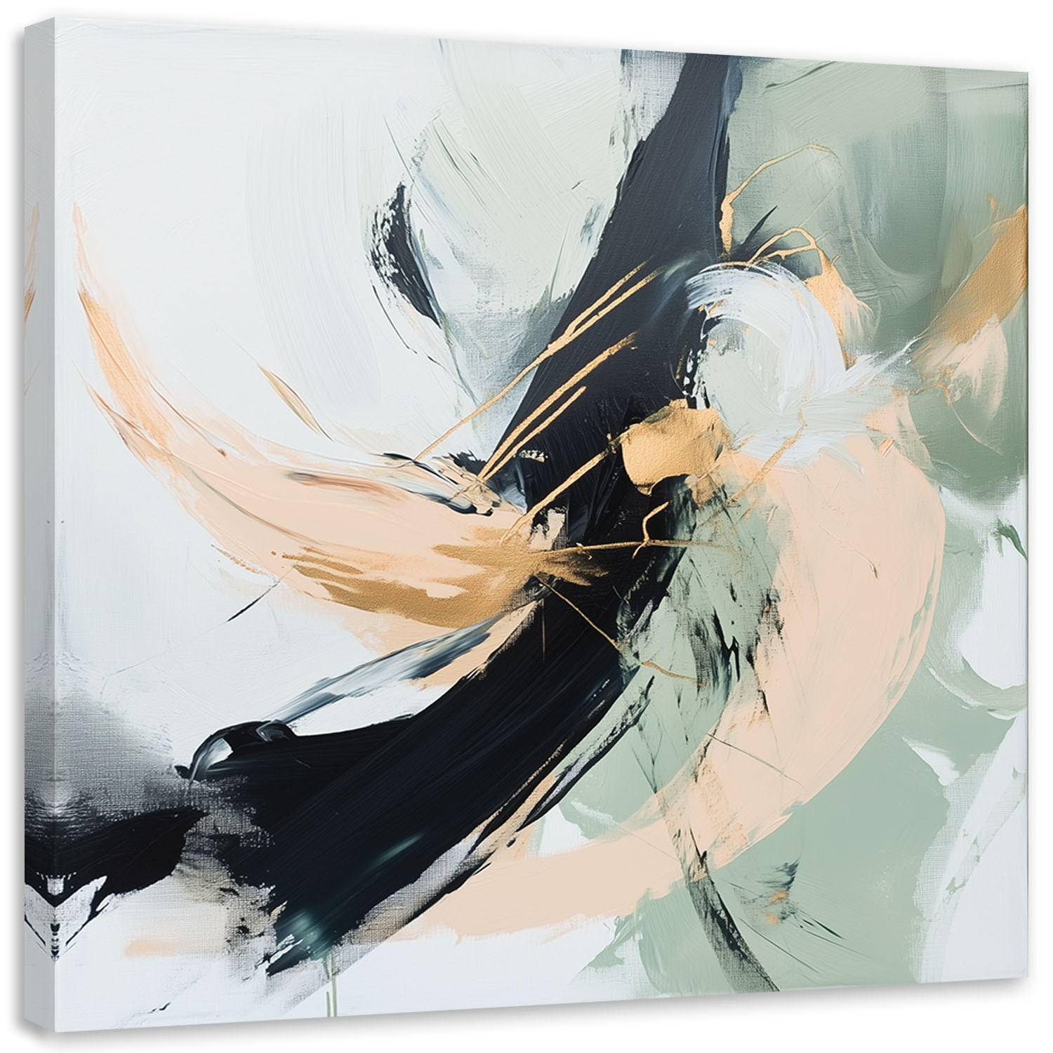 LEINWANDBILD Abstrakte Imitation Ölfarbe 60x60cm - Grün, Textil (60/60cm) - Feeby