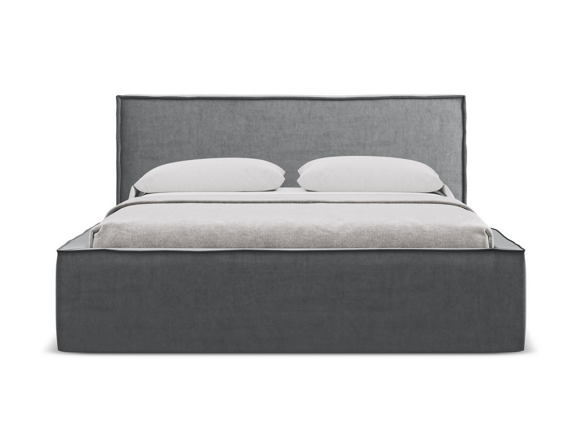 POLSTERBETT mit Bettkasten und Lattenrost 180x228 Grau - Dunkelgrau/Schwarz, Kunststoff/Textil (160/200cm) - Makamii
