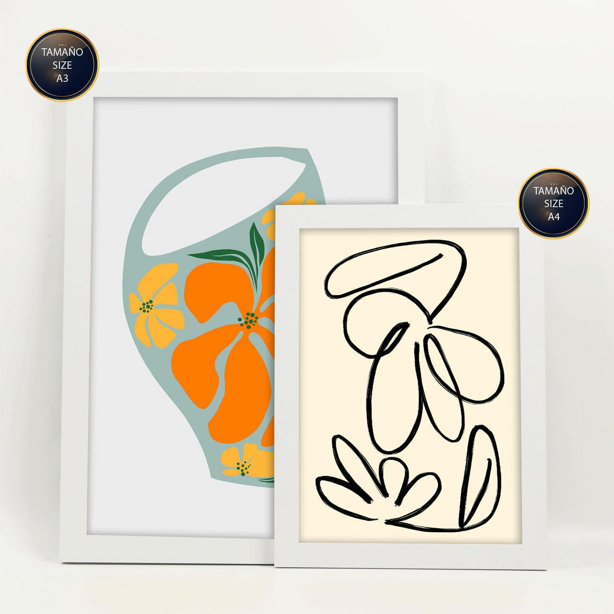 POSTER Set Mit 6 Demodierte Vase In Blume Zusammenfassung Ästhetische Dekorative Gemälde Für Ihr Wohnzimmer Schlafzimmer Zuhause A3 & A4 Weißer Rahmen - Weiß, Papier (29/3cm) - Nacnic