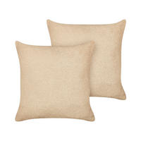 DEKOKISSEN 2er-Set Sandbeige 45/45 cm Leuzea - Sandfarben, Textil (45/45cm) - Beliani