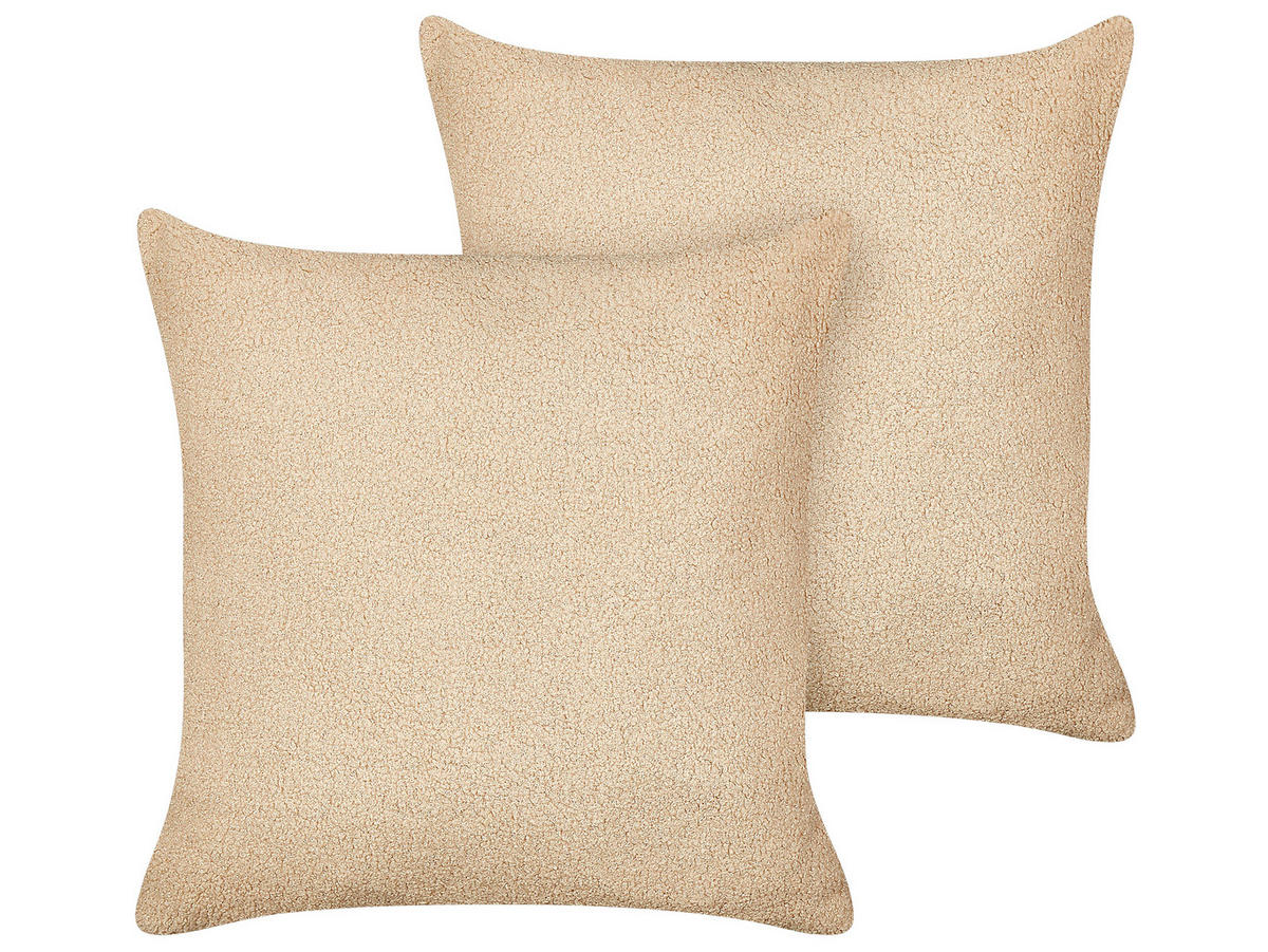 DEKOKISSEN 2er-Set Sandbeige 45/45 cm Leuzea - Sandfarben, Textil (45/45cm) - Beliani