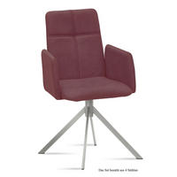 ARMLEHNSTUHL (4er-Set) Dorisa 52x92x60 Edelstahl/Marsala - Edelstahlfarben/Brombeere, Kunststoff (60/92/52cm) - 58aufmkessel