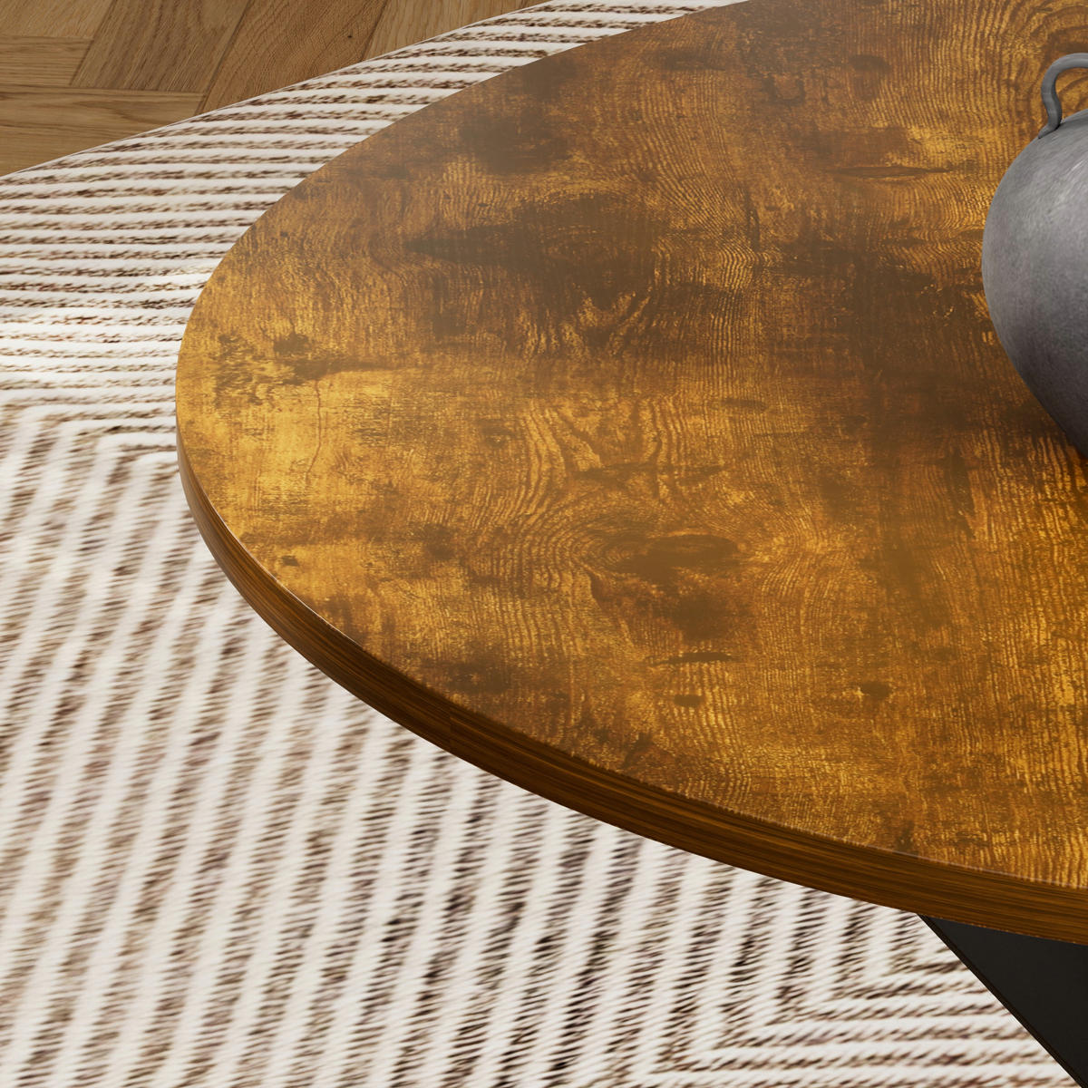 ESSTISCH in Metall，Holztischplatte – 90 cm - Dunkelbraun, Glas/Metall (90/90/78cm) - KOMHTOM