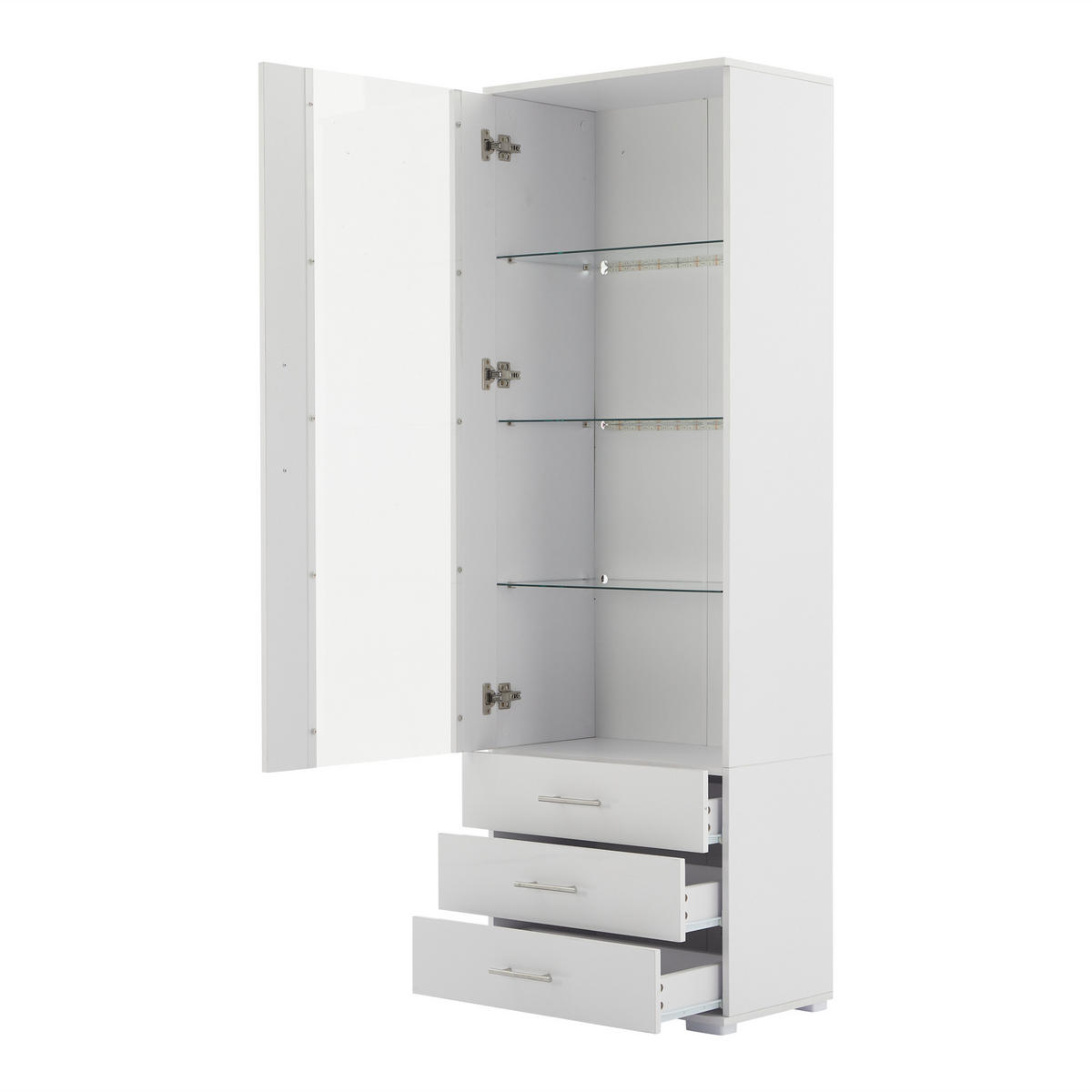 VITRINE Weiß 60/35/180 cm - Weiß, Holzwerkstoff (60/180/35cm) - PANGIVO