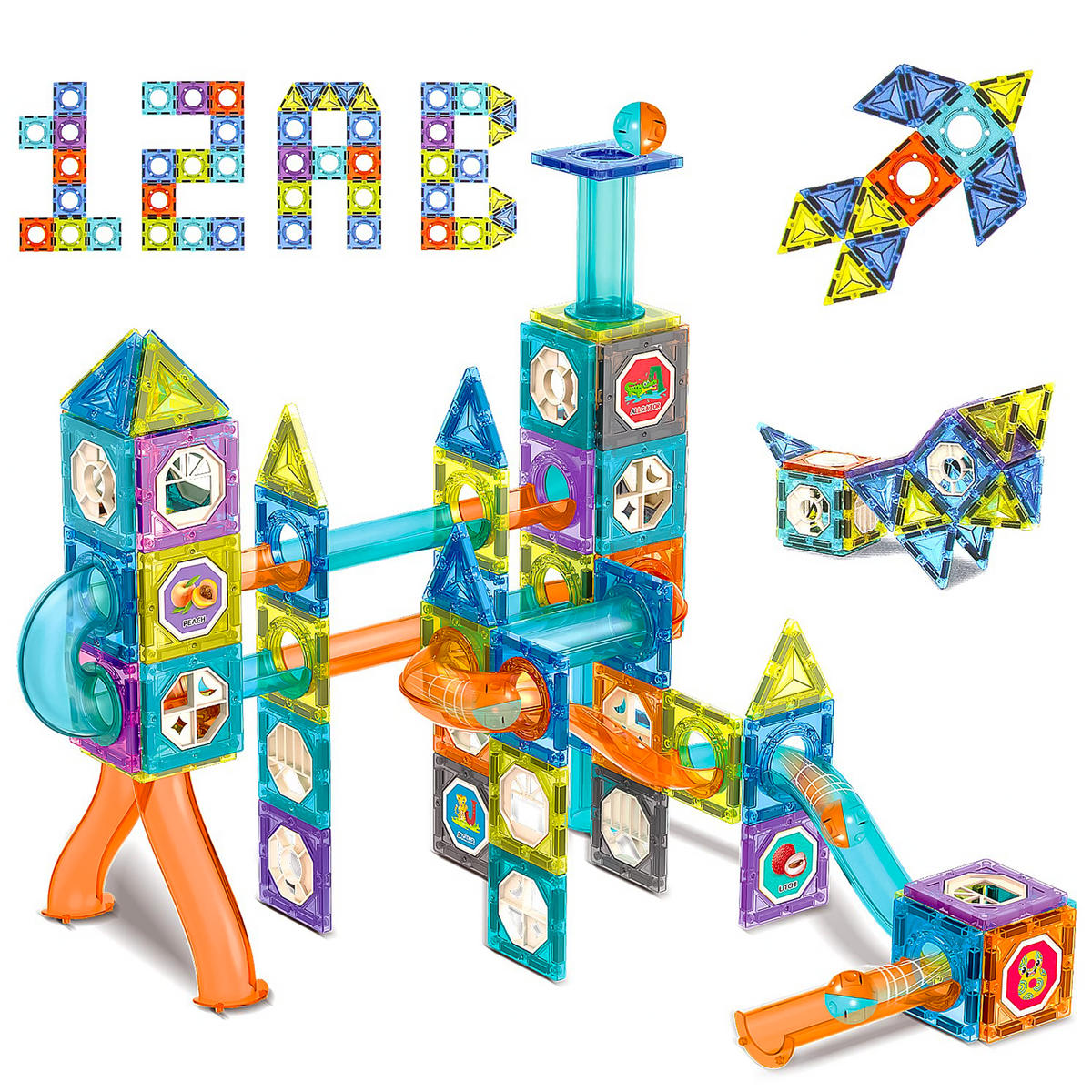 MAGNETISCHE BAUSTEINE 150 Teile - Dunkelgelb/Multicolor, Kunststoff (5/5cm) - KRUMAD