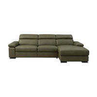 ECKSOFA Plutone Echtleder Olivgrün - Olivgrün, Leder/Metall (165/286cm)