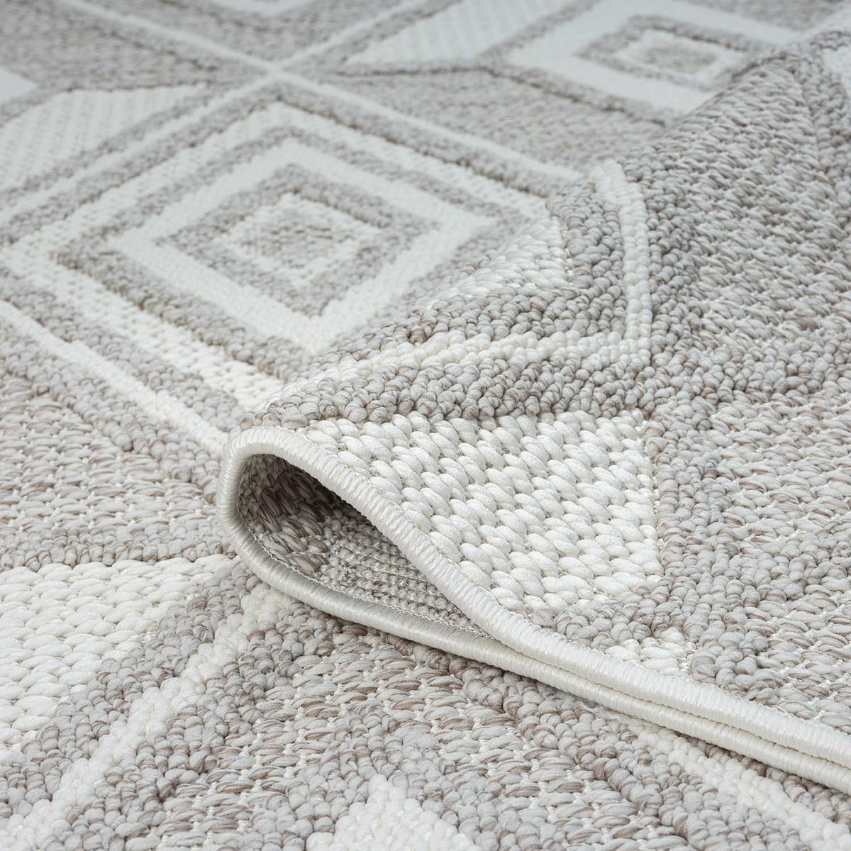KURZFLOR-TEPPICH Lindo 8875 Beige 200x200 cm Rund - Beige/Grau, Textil (200/200cm) - carpet city