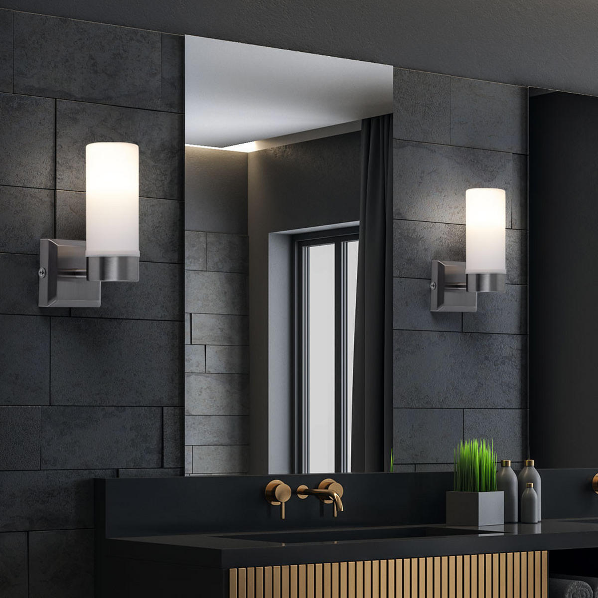 LED WANDLEUCHTE SPACE Silber Nickel-matt - Silberfarben, Glas (8/18.5/11.5cm) - Globo Lighting