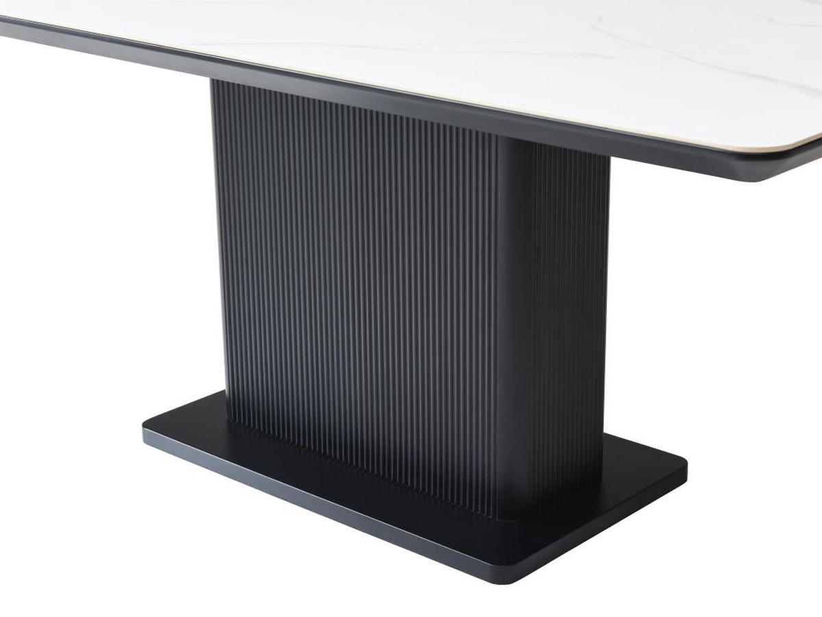 ESSTISCH - 6 Personen - Keramik & MDF - Marmor-Optik Weiß & Schwarz - LAOMINIA - Schwarz, Keramik (180/90/76cm) - Vente-Unique