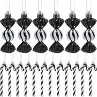 WEIHNACHTSBAUMSCHMUCK 18-teiliges Set Zuckerstangen & Kugeln Schwarz-Weiß - Schwarz, Kunststoff (5/1/14cm)